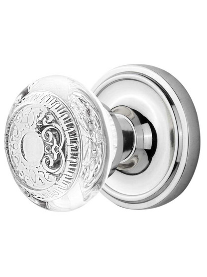 Classic Rosette Door Set with Egg & Dart Crystal-Glass Knobs